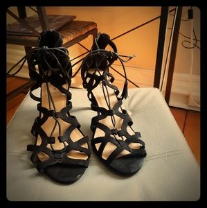 Strappy Lace Up Black High Heels